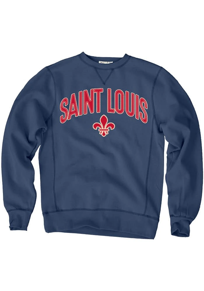 St Louis Mens Navy Blue Wordmark Long Sleeve Crew Sweatshirt