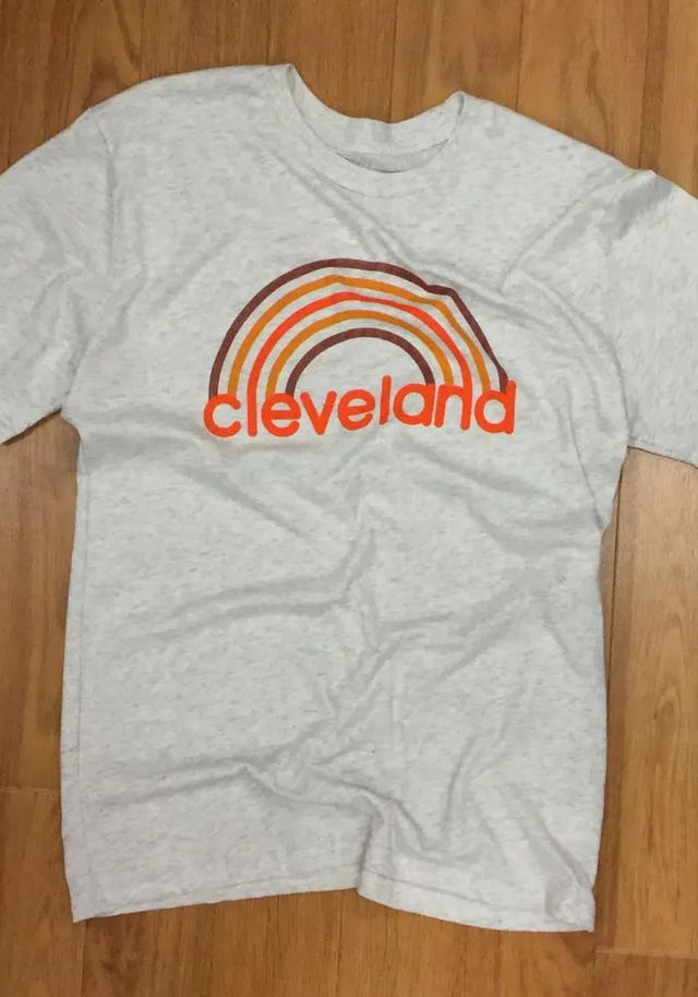 Cleveland Oatmeal Retro Rainbow Short Sleeve T Shirt