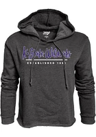 K-State Wildcats Womens Black Cassie High Jinks Cropped Hooded Sweatshirt