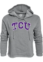 TCU Horned Frogs Womens Grey Cassie High Jinks Cropped Hooded Sweatshirt