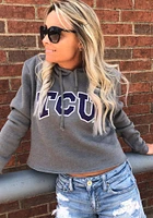 TCU Horned Frogs Womens Grey Cassie High Jinks Cropped Hooded Sweatshirt