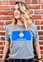 Rally Kansas Grey State Flag Short Sleeve Fashion T Shirt