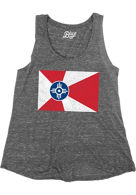 Wichita Womens Charcoal Distressed Flag Tank Top