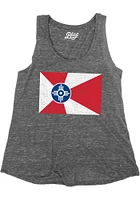 Wichita Womens Charcoal Distressed Flag Tank Top