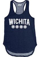Wichita Womens Navy Blue Four Flowers Tank Top