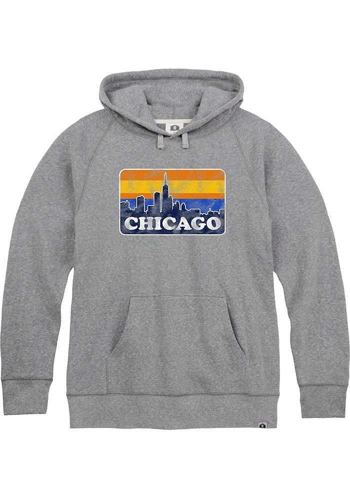 Rally Chicago Mens Skyline Long Sleeve Hoodie