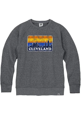 Rally Cleveland Mens Navy Blue Skyline Long Sleeve Crew Sweatshirt