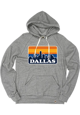 Rally Dallas Ft Worth Mens Grey Skyline Long Sleeve Hoodie