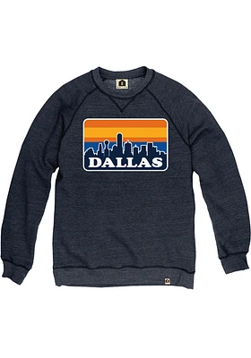 Rally Dallas Ft Worth Mens Navy Blue Skyline Long Sleeve Crew Sweatshirt