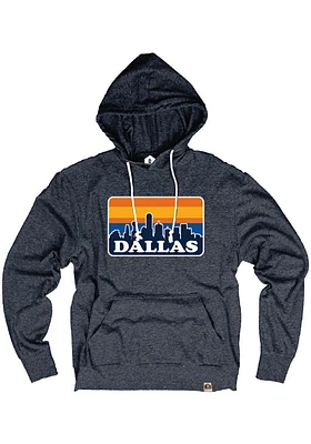 Rally Dallas Ft Worth Mens Navy Blue Skyline Long Sleeve Hoodie