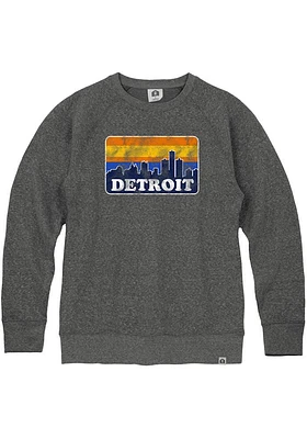 Rally Detroit Mens Black Skyline Long Sleeve Crew Sweatshirt