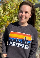 Rally Detroit Mens Black Skyline Long Sleeve Crew Sweatshirt
