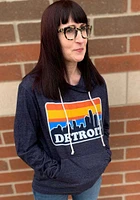Rally Detroit Mens Navy Blue Skyline Long Sleeve Hoodie