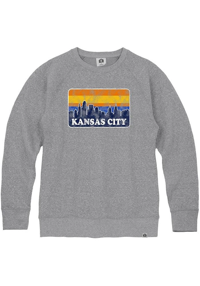 Rally Kansas City Mens Grey Skyline Long Sleeve Crew Sweatshirt