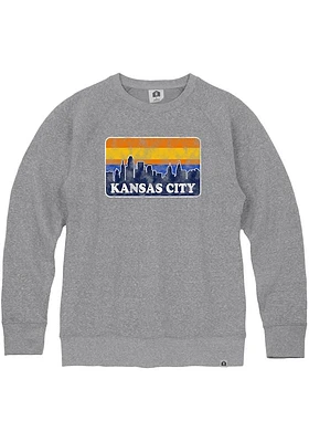 Rally Kansas City Mens Grey Skyline Long Sleeve Crew Sweatshirt