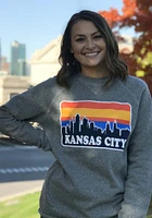 Rally Kansas City Mens Grey Skyline Long Sleeve Crew Sweatshirt