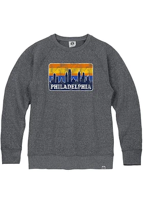 Rally Philadelphia Mens Navy Blue Skyline Long Sleeve Crew Sweatshirt