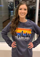 Rally Philadelphia Mens Navy Blue Skyline Long Sleeve Crew Sweatshirt