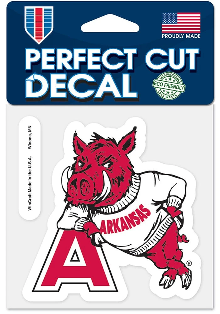 Arkansas Razorbacks Vault 4x4 inch Auto Decal - Red