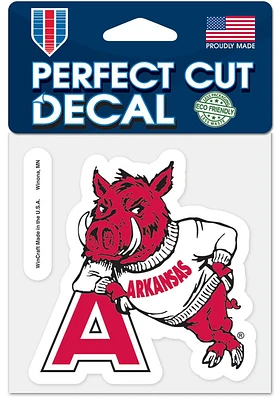 Arkansas Razorbacks Vault 4x4 inch Auto Decal - Red