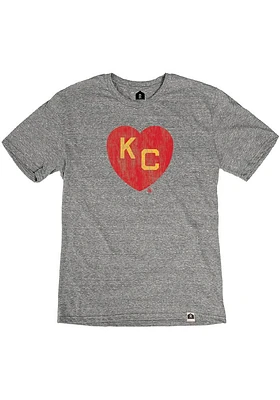Rally Kansas City Monarchs Grey Two Toned Heart Short Sleeve Fashion T Shirt
