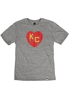 Rally Kansas City Monarchs Grey Two Toned Heart Short Sleeve Fashion T Shirt