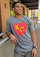 Rally Kansas City Monarchs Grey Two Toned Heart Short Sleeve Fashion T Shirt