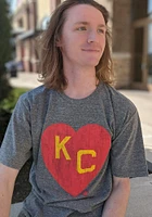 Rally Kansas City Monarchs Grey Two Toned Heart Short Sleeve Fashion T Shirt