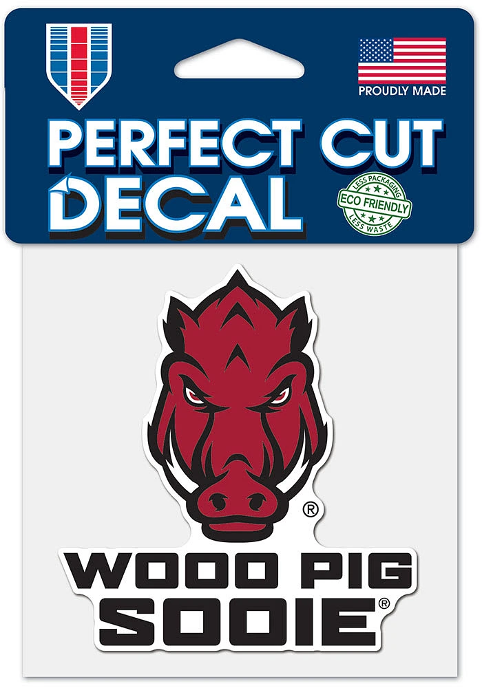 Arkansas Razorbacks Slogan 4x4 inch Auto Decal - Red