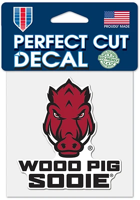 Arkansas Razorbacks Slogan 4x4 inch Auto Decal - Red
