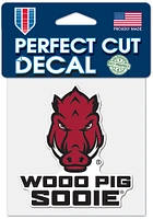 Arkansas Razorbacks Slogan 4x4 inch Auto Decal - Red