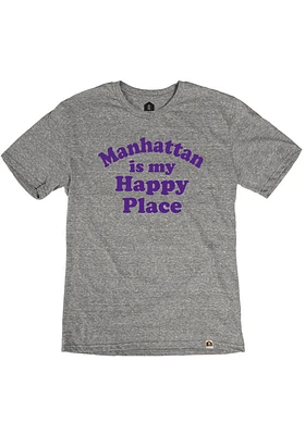 Rally Kansas Grey Happy Place Short Sleeve Fashion T Shirt