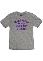 Rally Kansas Grey Happy Place Short Sleeve Fashion T Shirt