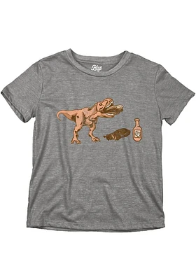 Texas Youth Grey T-Rex Brisket Short Sleeve Fashion T-Shirt