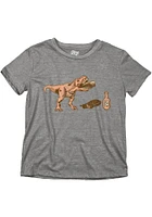 Texas Youth Grey T-Rex Brisket Short Sleeve Fashion T-Shirt