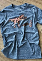 Texas Youth Grey T-Rex Brisket Short Sleeve Fashion T-Shirt
