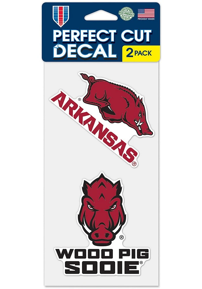 Arkansas Razorbacks 4x4 inch 2 Pack Auto Decal - Red