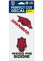 Arkansas Razorbacks 4x4 inch 2 Pack Auto Decal - Red