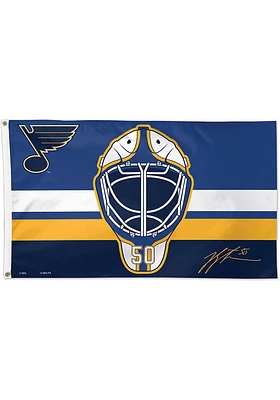 St Louis Blues Binnington Mask 3x5 ft Blue Silk Screen Grommet Flag