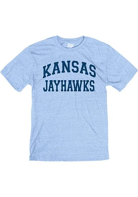 Kansas Jayhawks Light Blue Arch Team Name Short Sleeve Fashion T Shirt