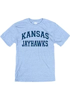 Kansas Jayhawks Light Blue Arch Team Name Short Sleeve Fashion T Shirt