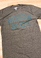 Michigan State Spartans Green Arch Team Name Short Sleeve Fashion T Shirt