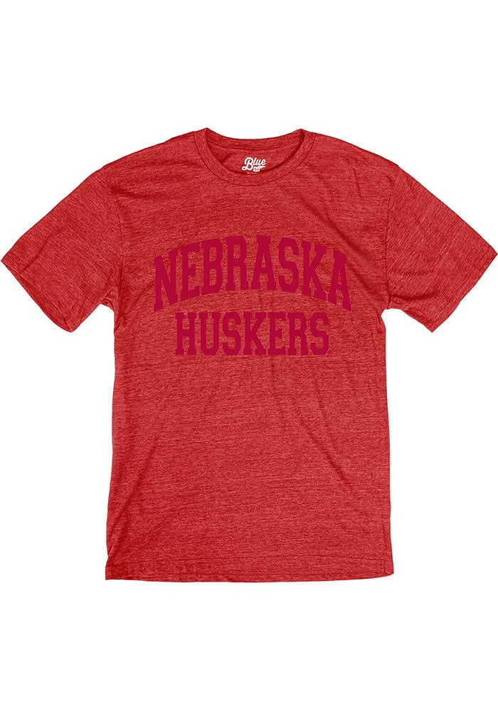 Nebraska Cornhuskers Red Arch Team Name Short Sleeve Fashion T Shirt