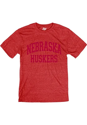 Nebraska Cornhuskers Red Arch Team Name Short Sleeve Fashion T Shirt