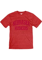 Nebraska Cornhuskers Red Arch Team Name Short Sleeve Fashion T Shirt