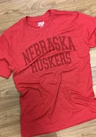 Nebraska Cornhuskers Red Arch Team Name Short Sleeve Fashion T Shirt
