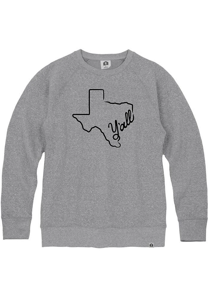 Rally Texas Mens Grey Yall Long Sleeve Crew Sweatshirt