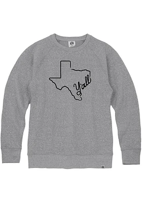 Rally Texas Mens Grey Yall Long Sleeve Crew Sweatshirt