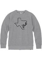 Rally Texas Mens Grey Yall Long Sleeve Crew Sweatshirt