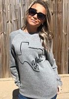 Rally Texas Mens Grey Yall Long Sleeve Crew Sweatshirt